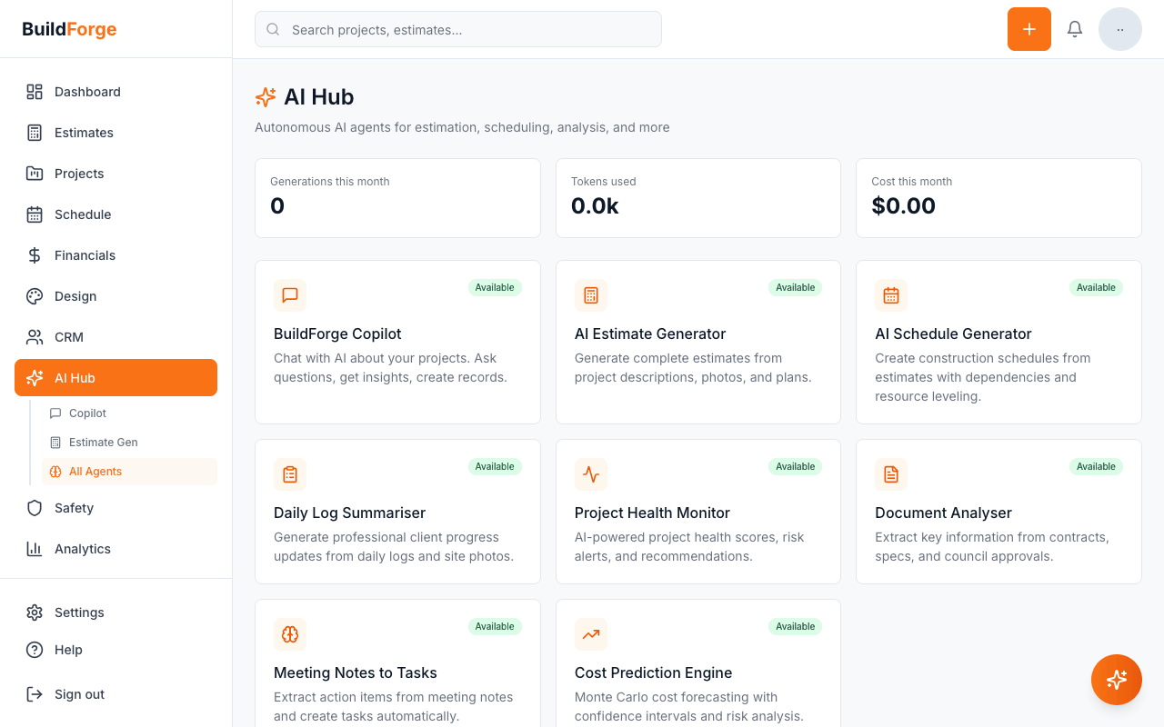 8 AI Agents — BuildForge demo